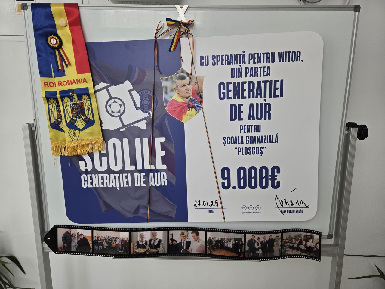 Diploma donației de 9.000 Euro semnată de Ioan Ovidiu Sabău